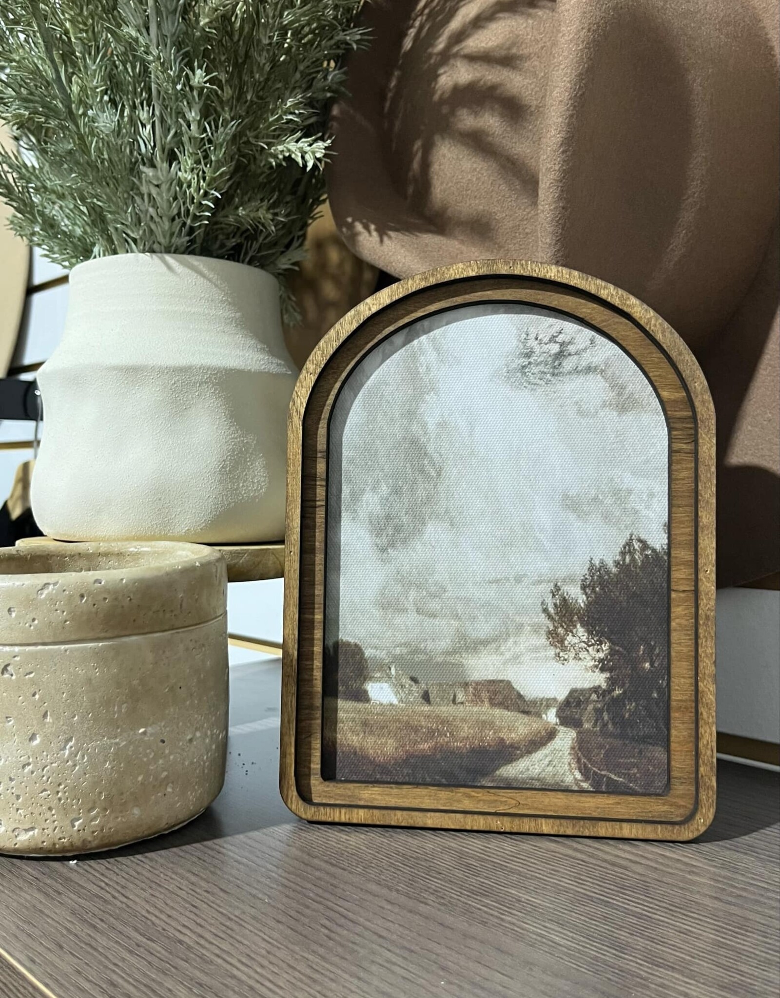 Redeemed Decor Arch Top Framed Art, Moody Country Side