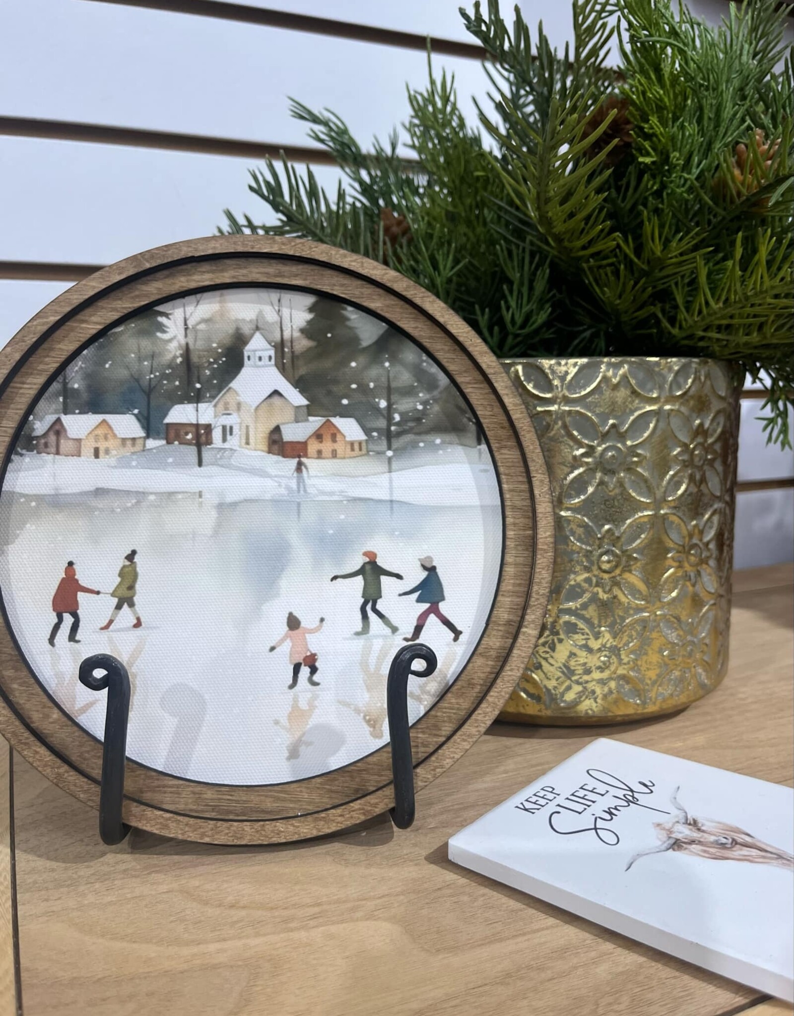 Redeemed Decor 8" Round Art, Christmas Skating