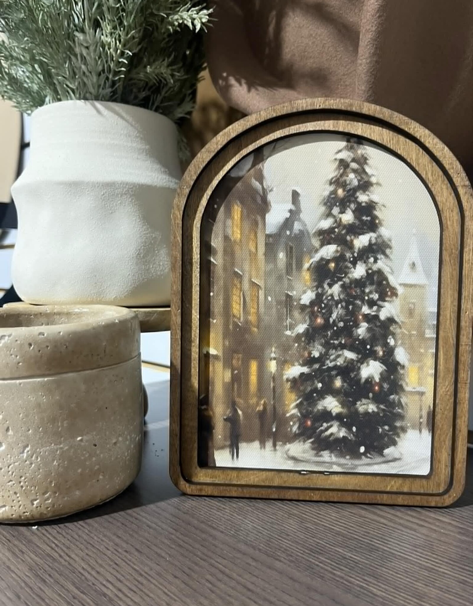 Redeemed Decor Arch Top Framed Art, Christmas Street