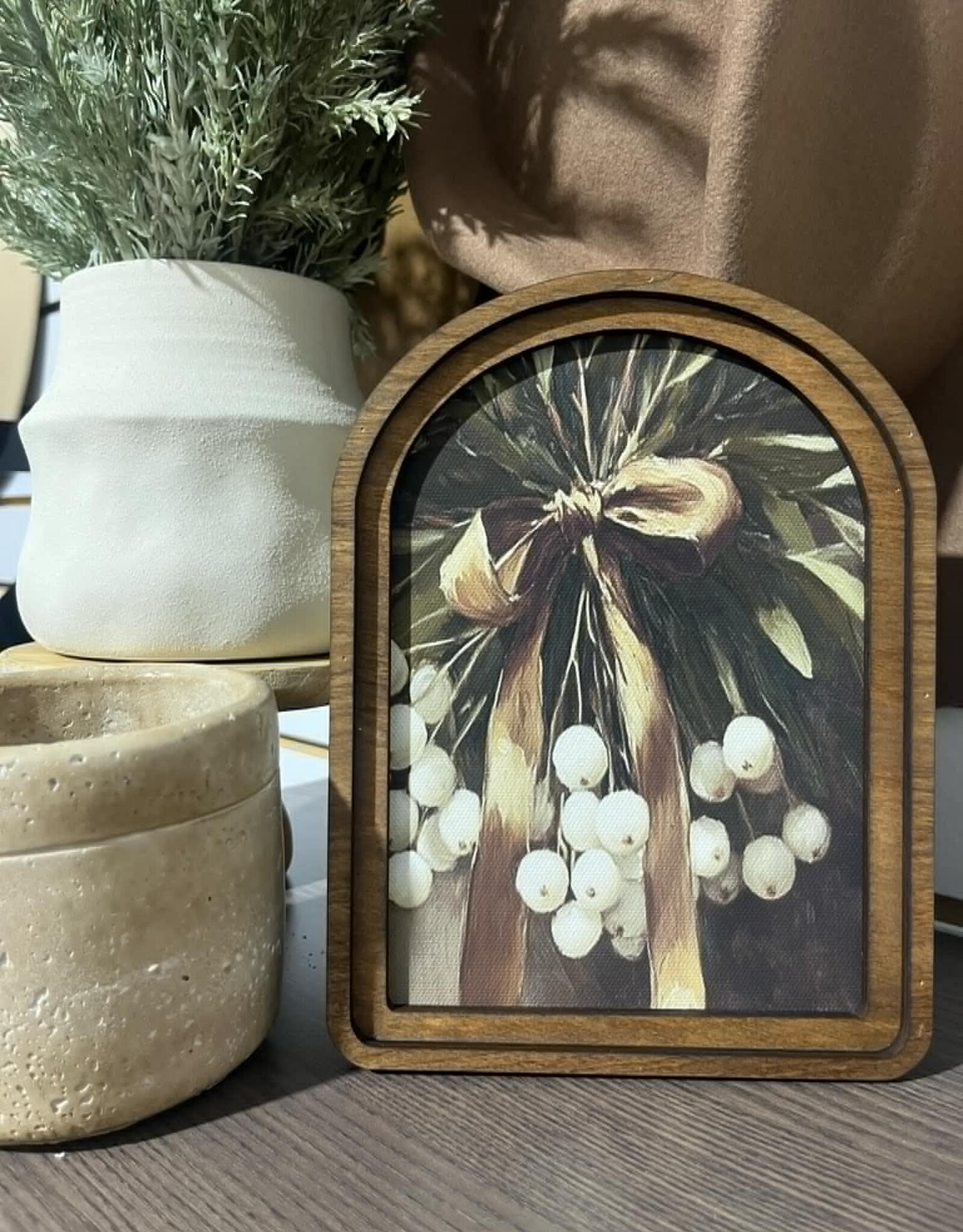 Redeemed Decor Arch Top Framed Art, Snowberries