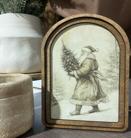 Redeemed Decor Arch Top Framed Art, Vintage Santa