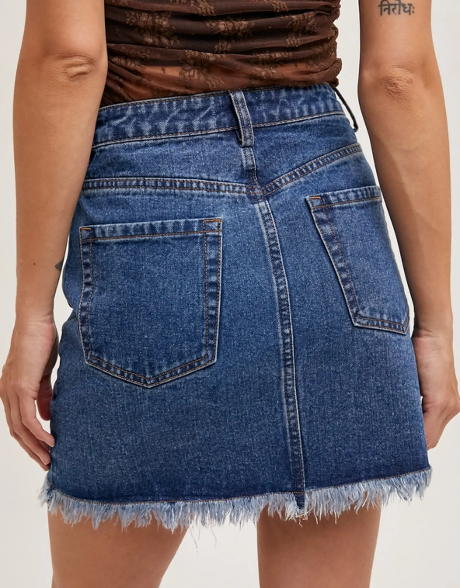 High Waisted Denim Mini Skirt