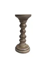 Tri W Natural Wooden Candle Holder 9"