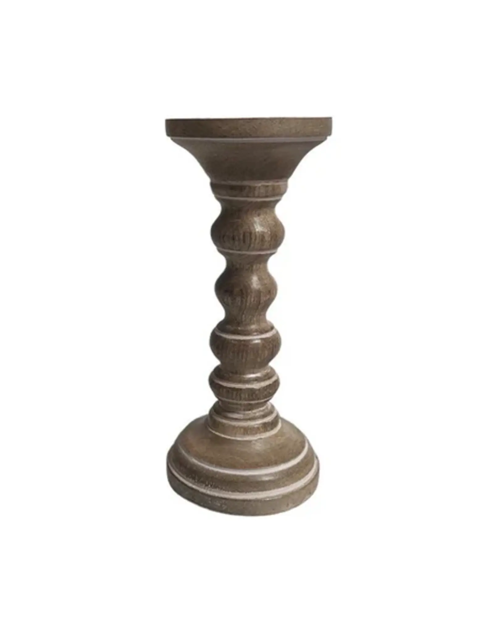 Tri W Natural Wooden Candle Holder 9"