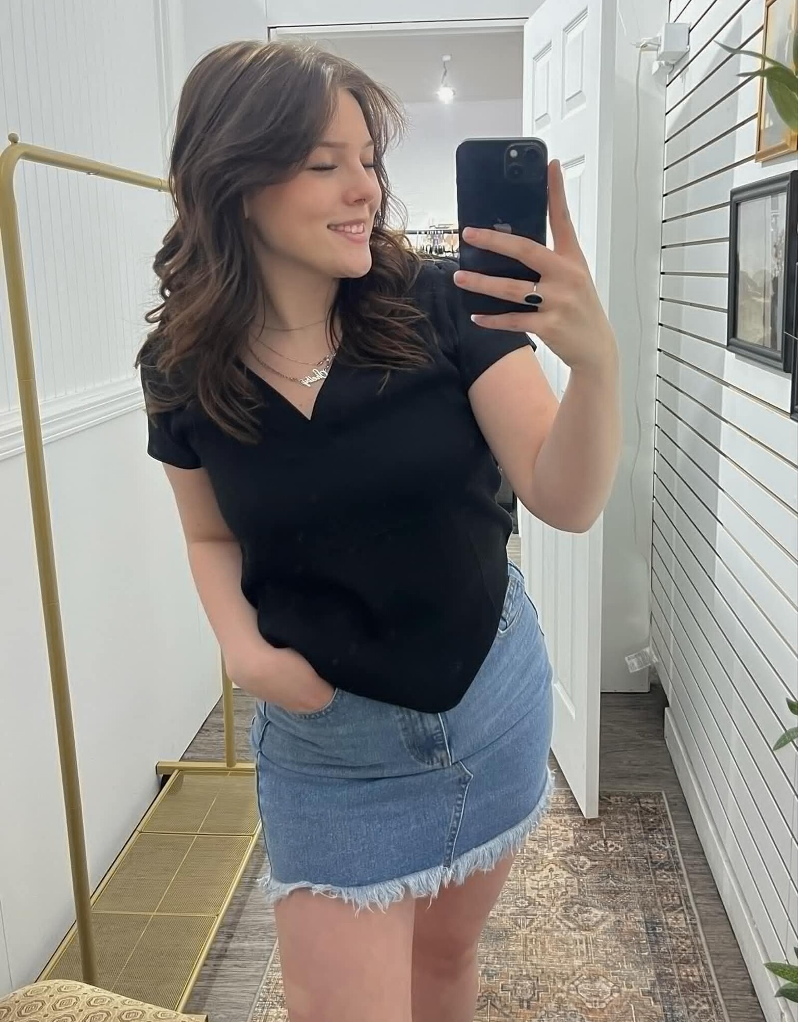 High Waisted Denim Mini Skirt