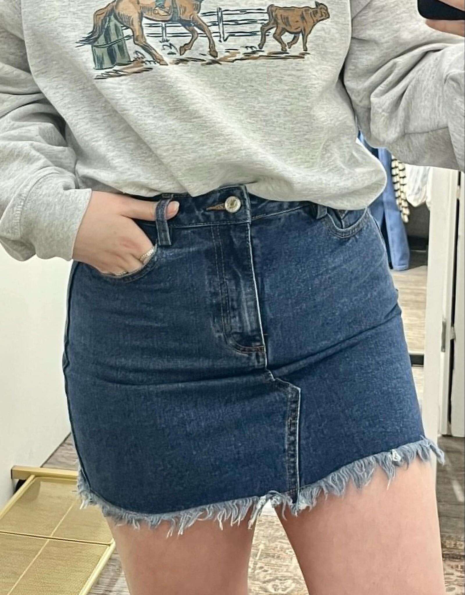 High Waisted Denim Mini Skirt