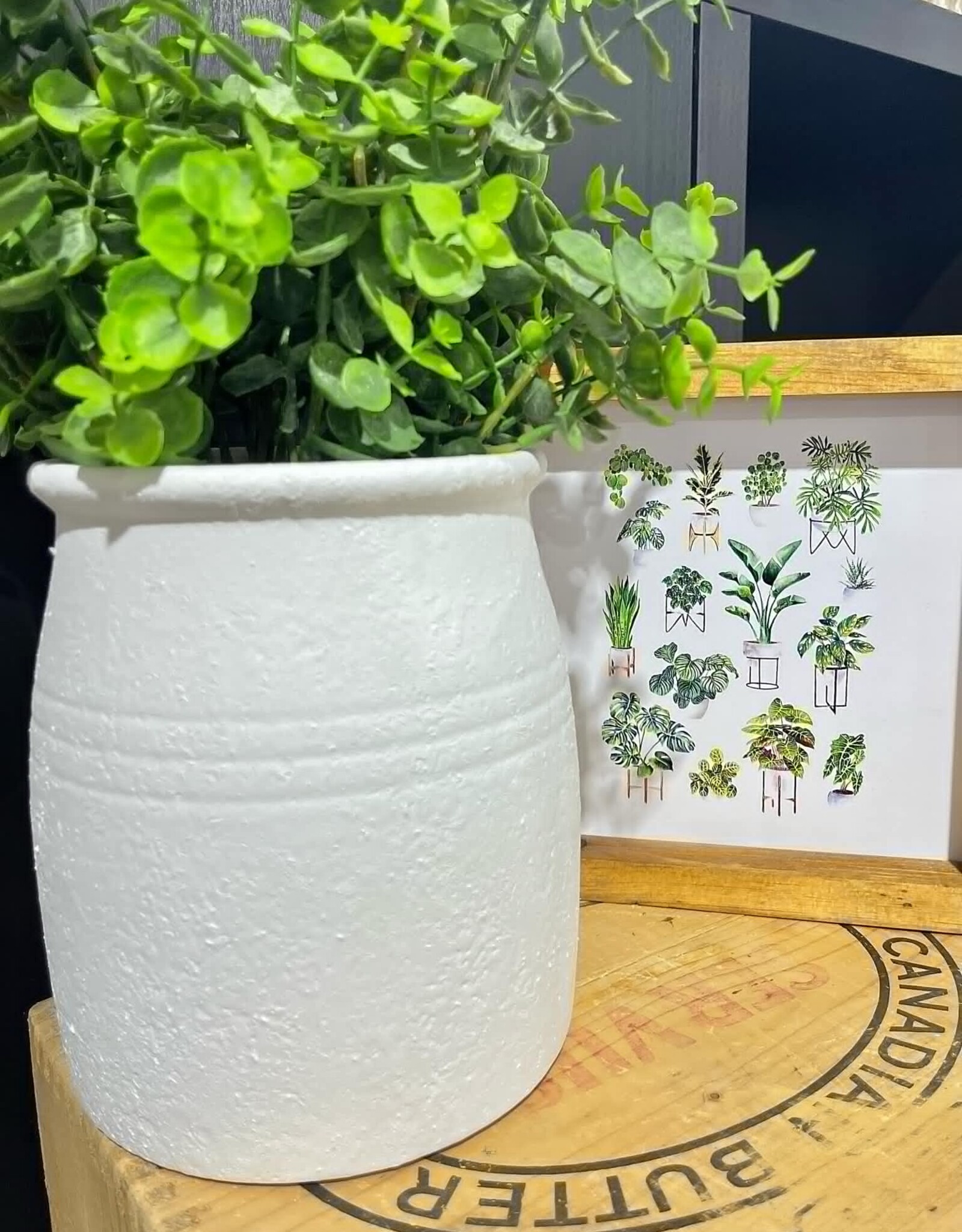 Creative Coop Round Vase, Textured White