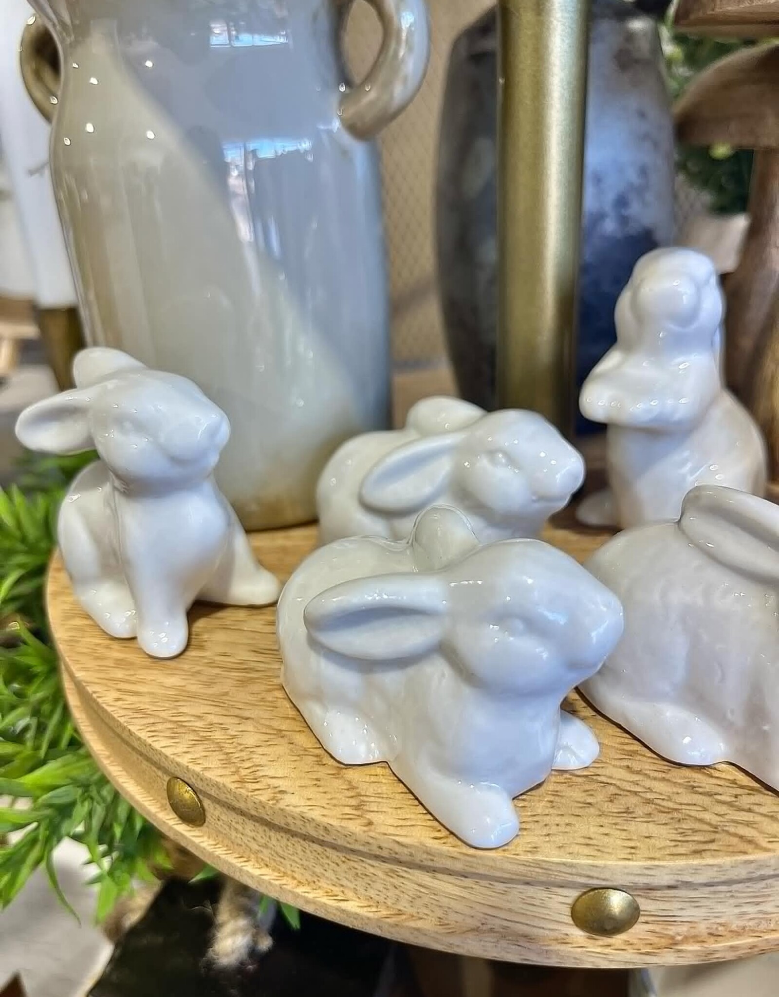 Creative Coop Ceramic Rabbit Figurines, Set of 6