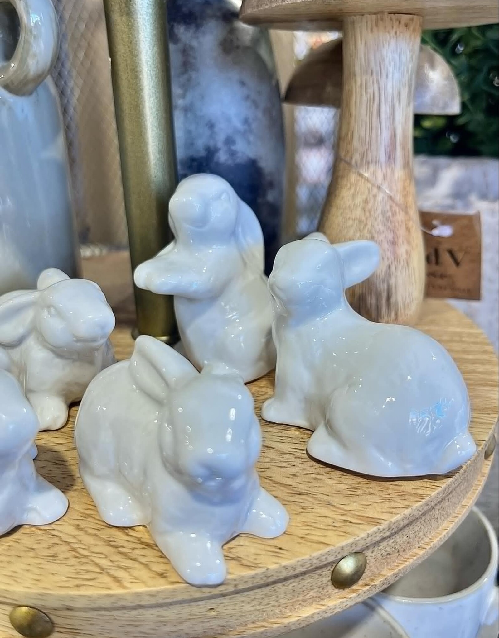 Creative Coop Ceramic Rabbit Figurines, Set of 6