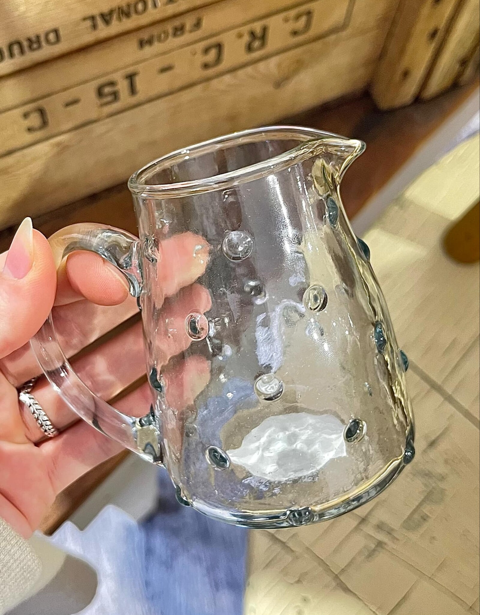 Creative Coop Glass Hobnail Creamer