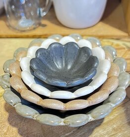 Creative Coop Stoneware Flower Dishes, Set of 4