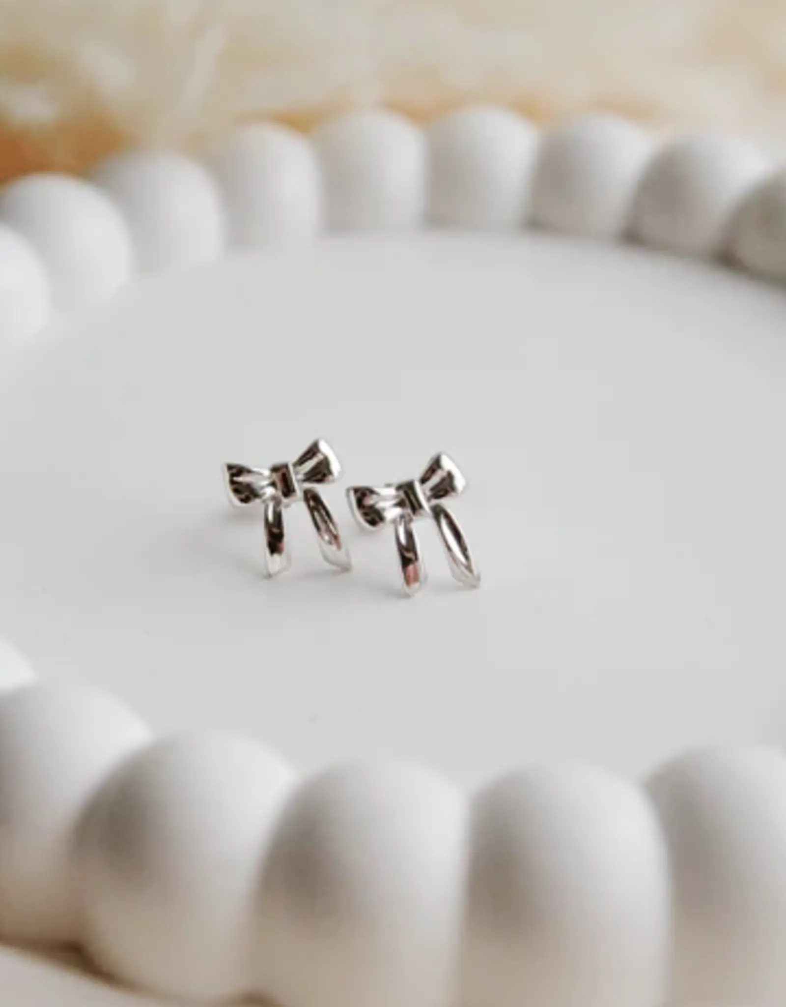 Sweet Three Designs Felicity Bow Studs,  Silver
