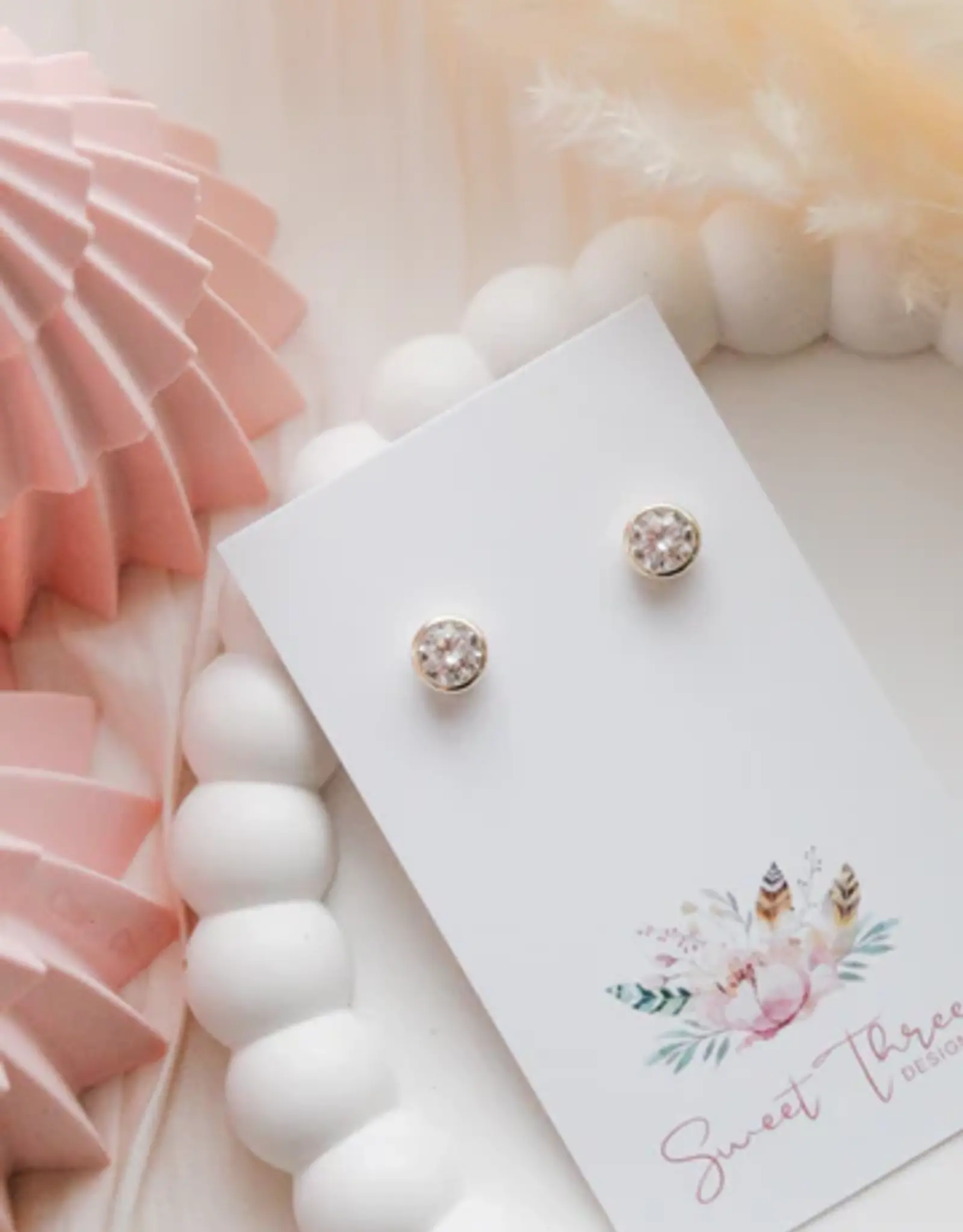 Sweet Three Designs Charlotte Studs,  Gold