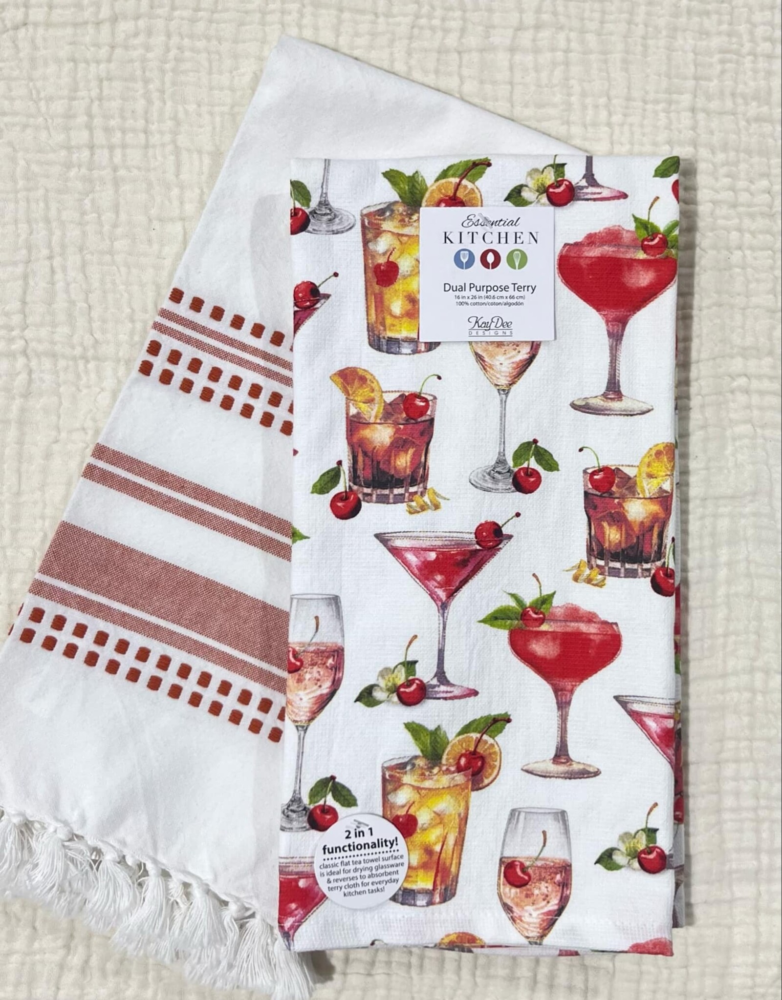 KayDee Tea Towel- Sour Cherry Cocktails