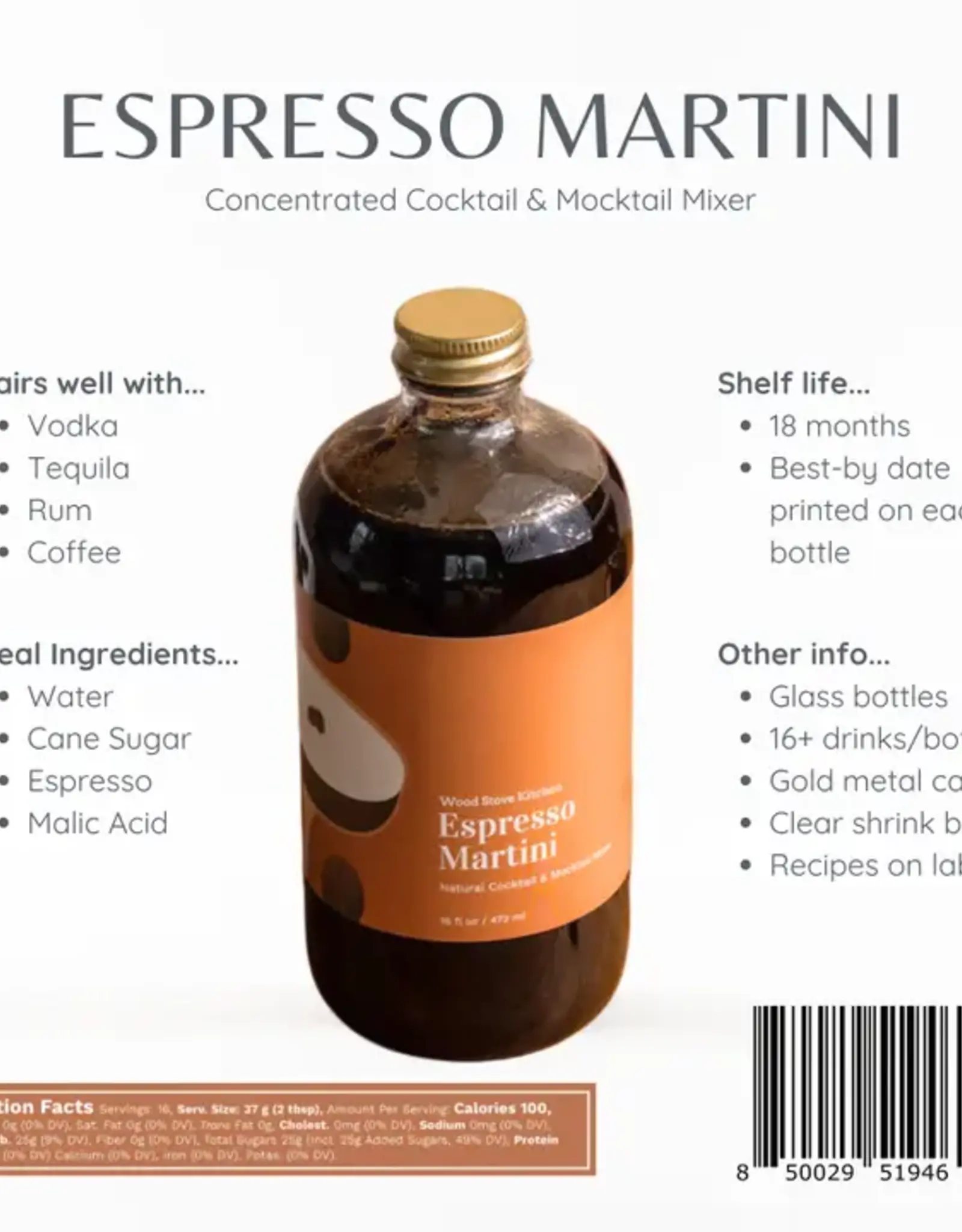 Wood Stove Kitchen Cocktail Mixer, Espresso Martini