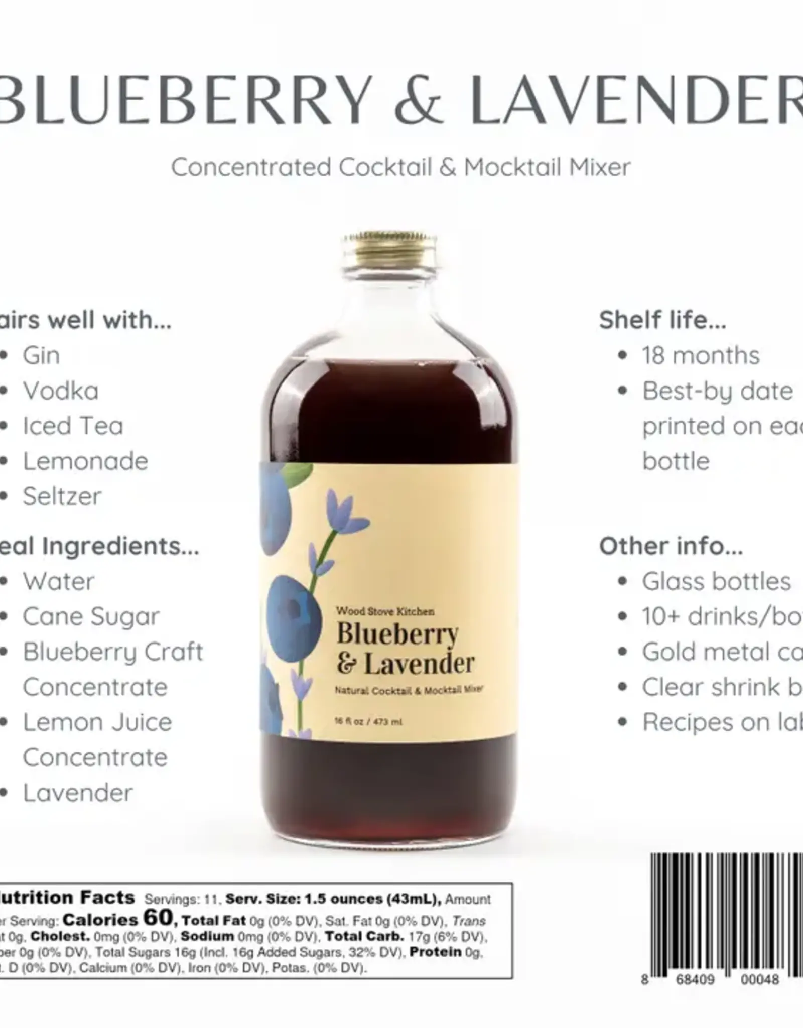 Wood Stove Kitchen Cocktail Mixer, Blueberry & Lavender