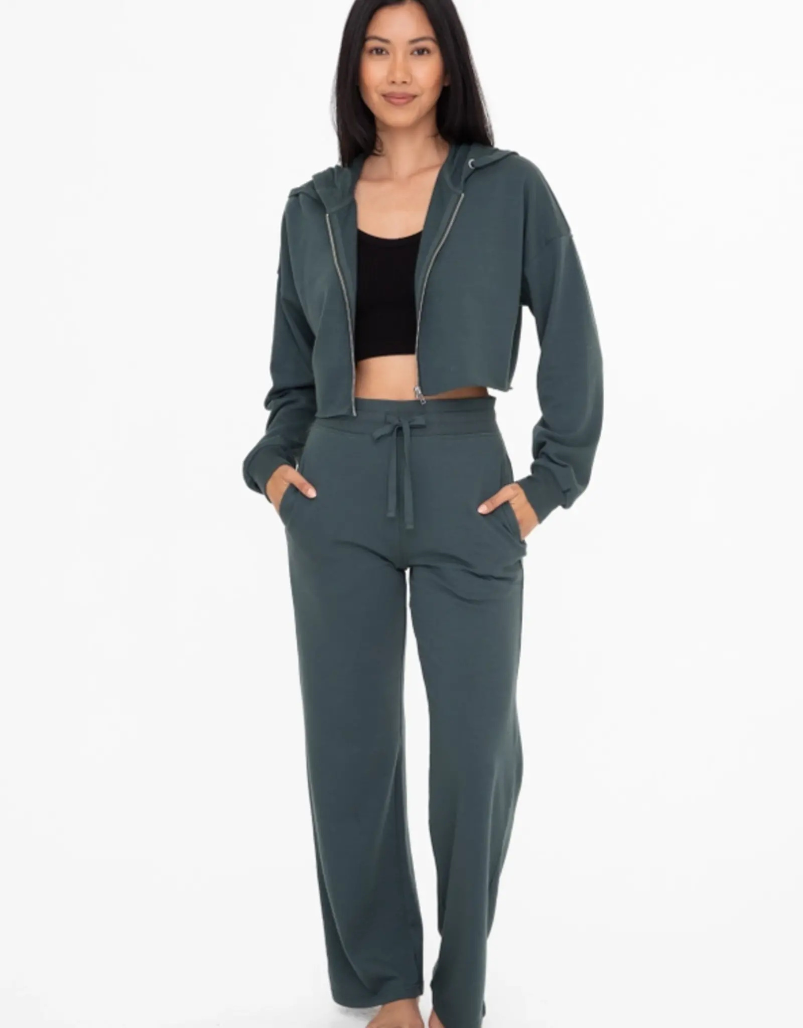 Mono B French Terry Sweatpants, Jungle Green