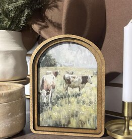 Redeemed Decor Arch Top Framed Art, Spring Cows