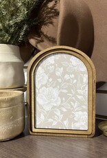 Redeemed Decor Arch Top Framed Art, Taupe White Floral