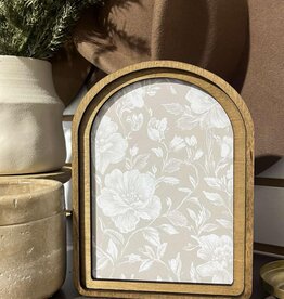 Redeemed Decor Arch Top Framed Art, Taupe White Floral