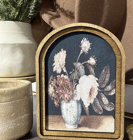 Redeemed Decor Arch Top Framed Art, Vintage Flowers
