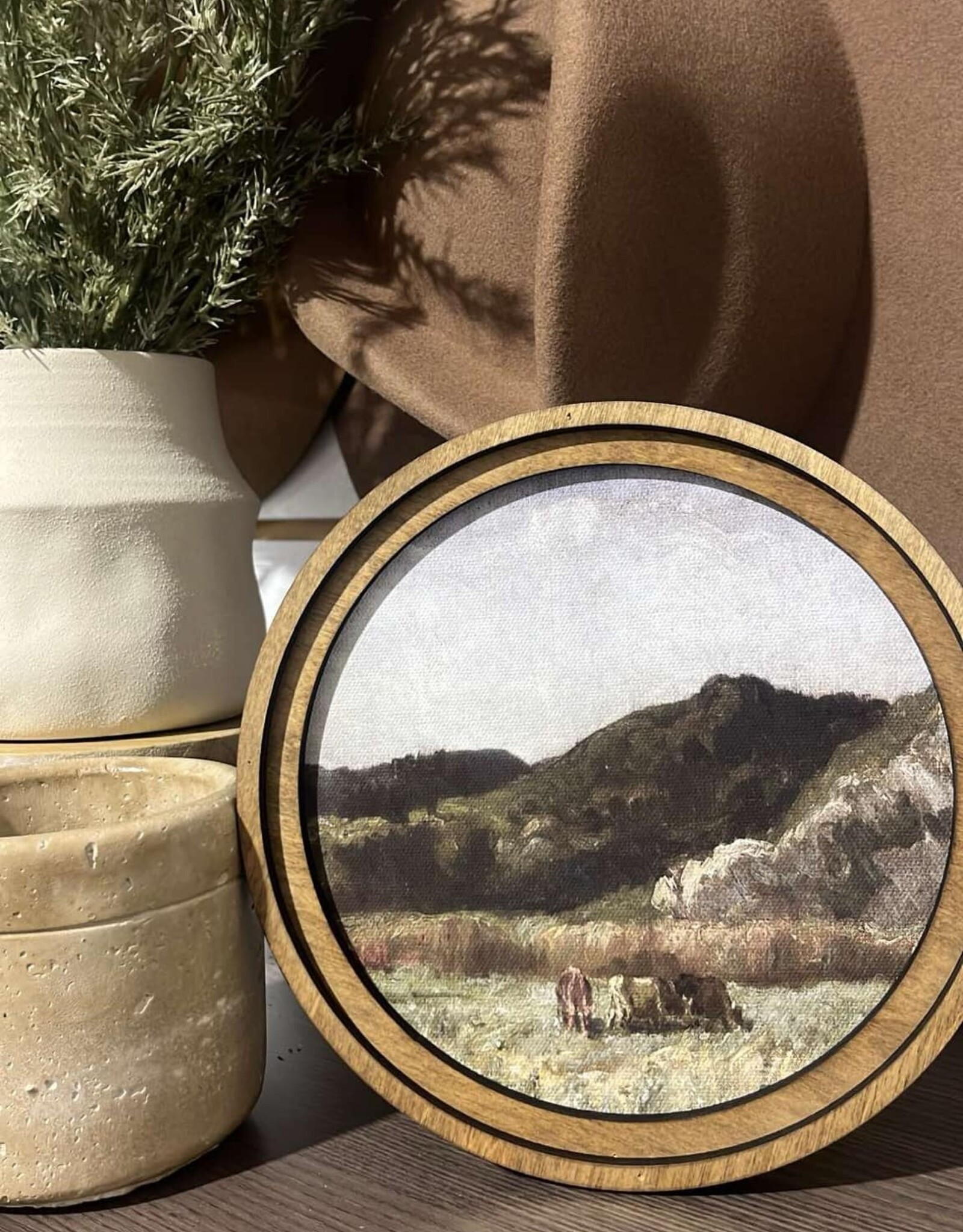 Redeemed Decor 8" Round Art, Grazing Cattle