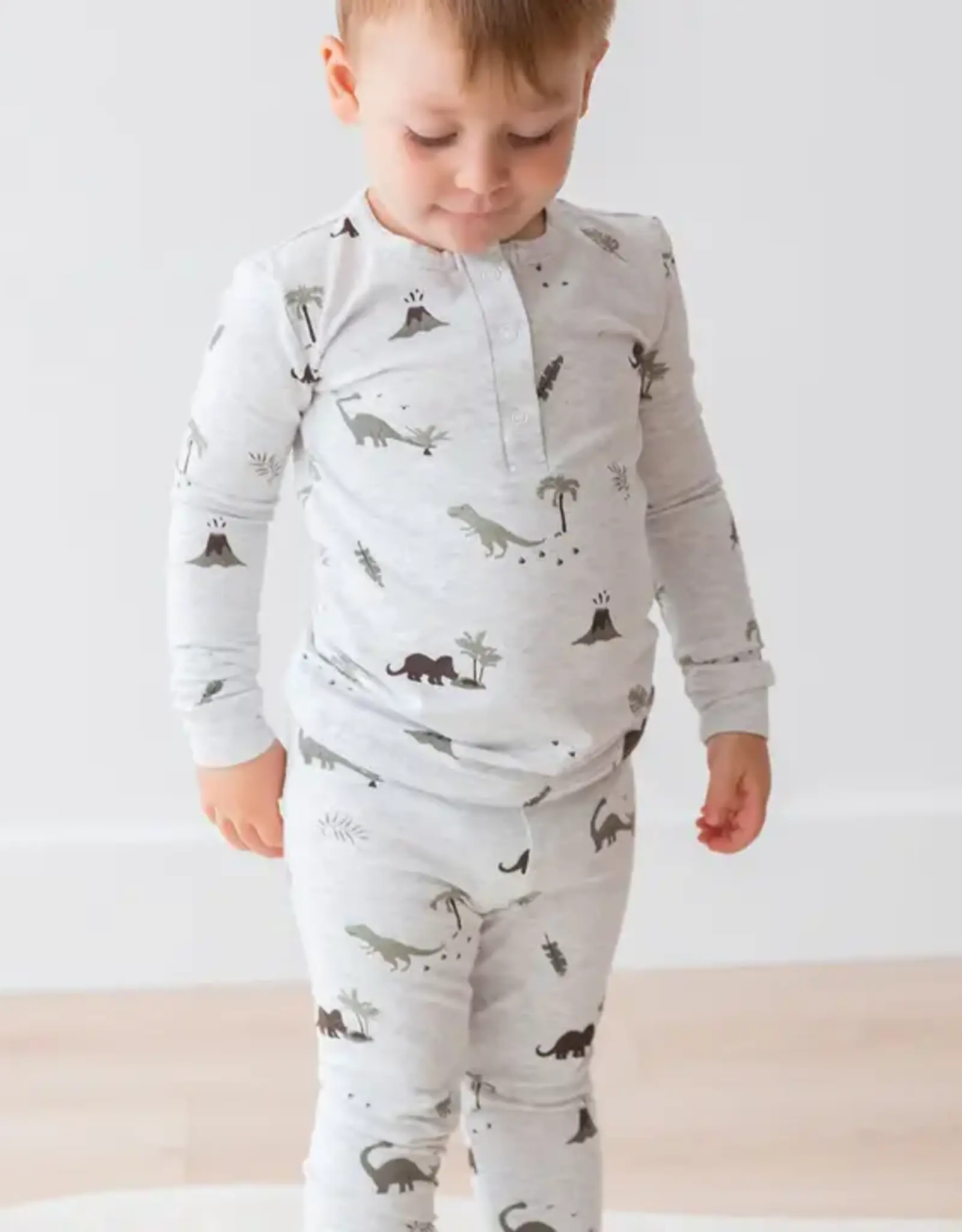 Mila & Co Long Sleeve Henley Set, Dino