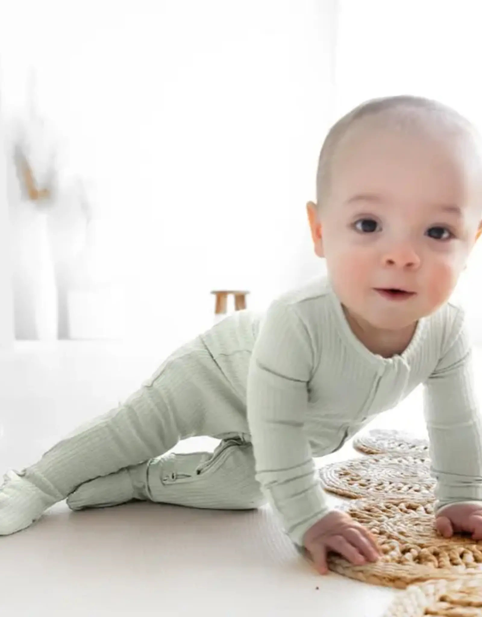 Mila & Co Ribbed Footie, Pistachio