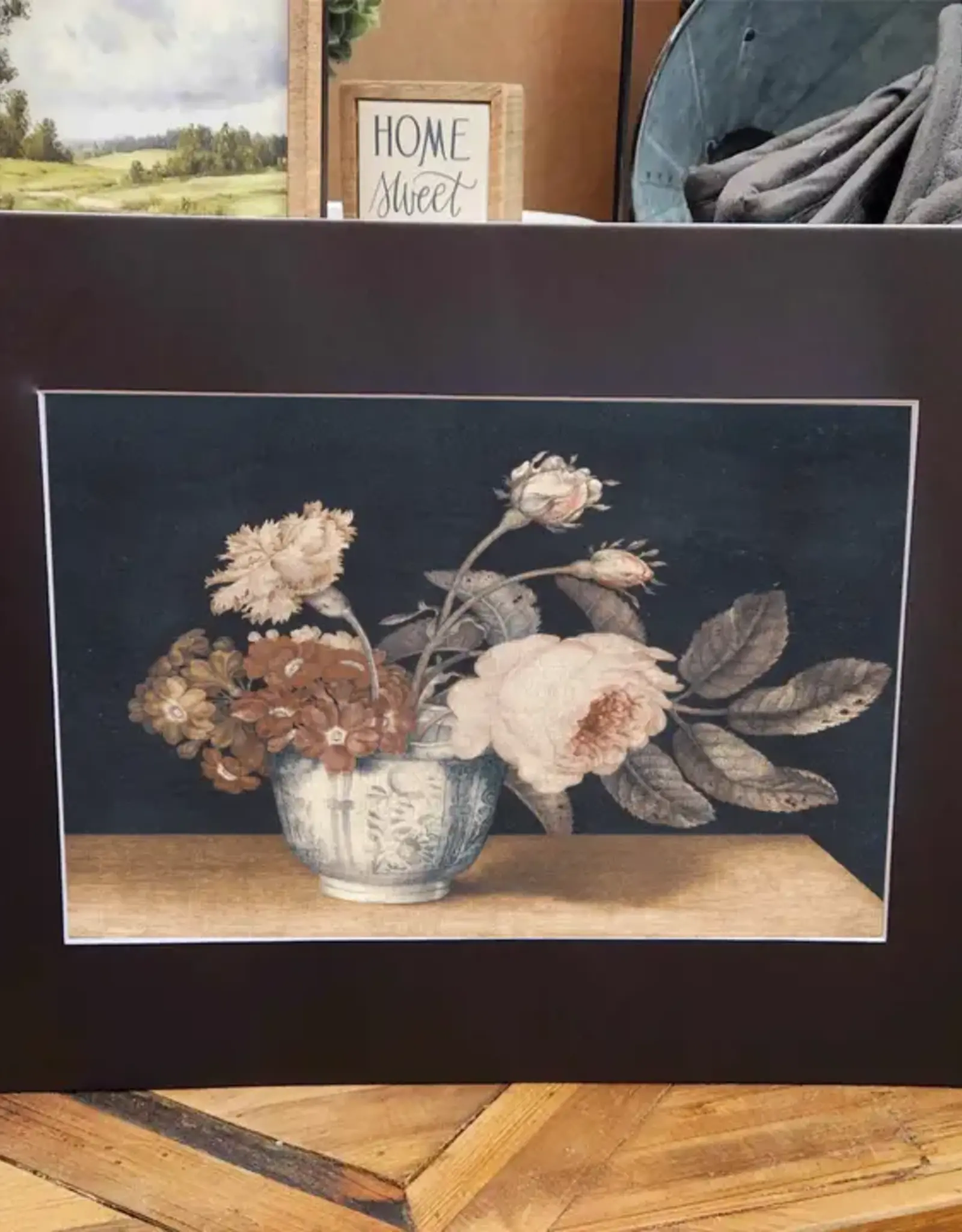 Redeemed Decor Mat Canvas Art 12x16, Vintage Flowers