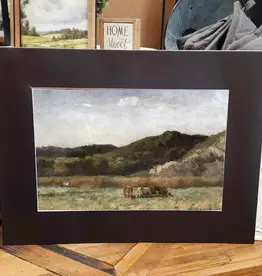 Redeemed Decor Mat Canvas Art 12x16, Grazing Cows