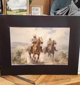 Redeemed Decor Mat Canvas Art 12x16, Cowboys