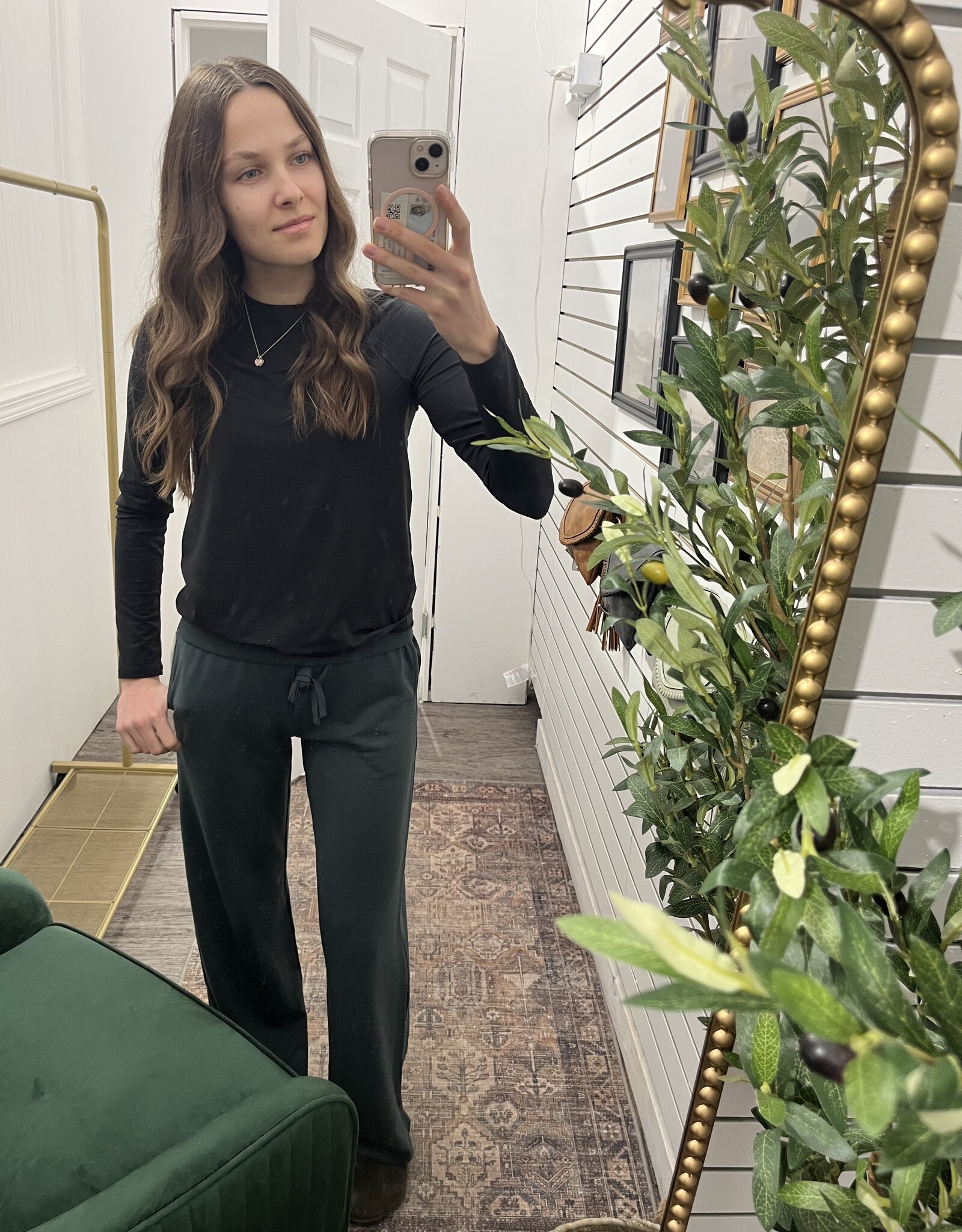 Mono B French Terry Sweatpants, Jungle Green