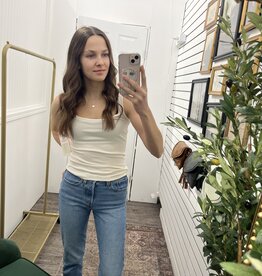 Mono B Square Neck Ribbed Tank Top