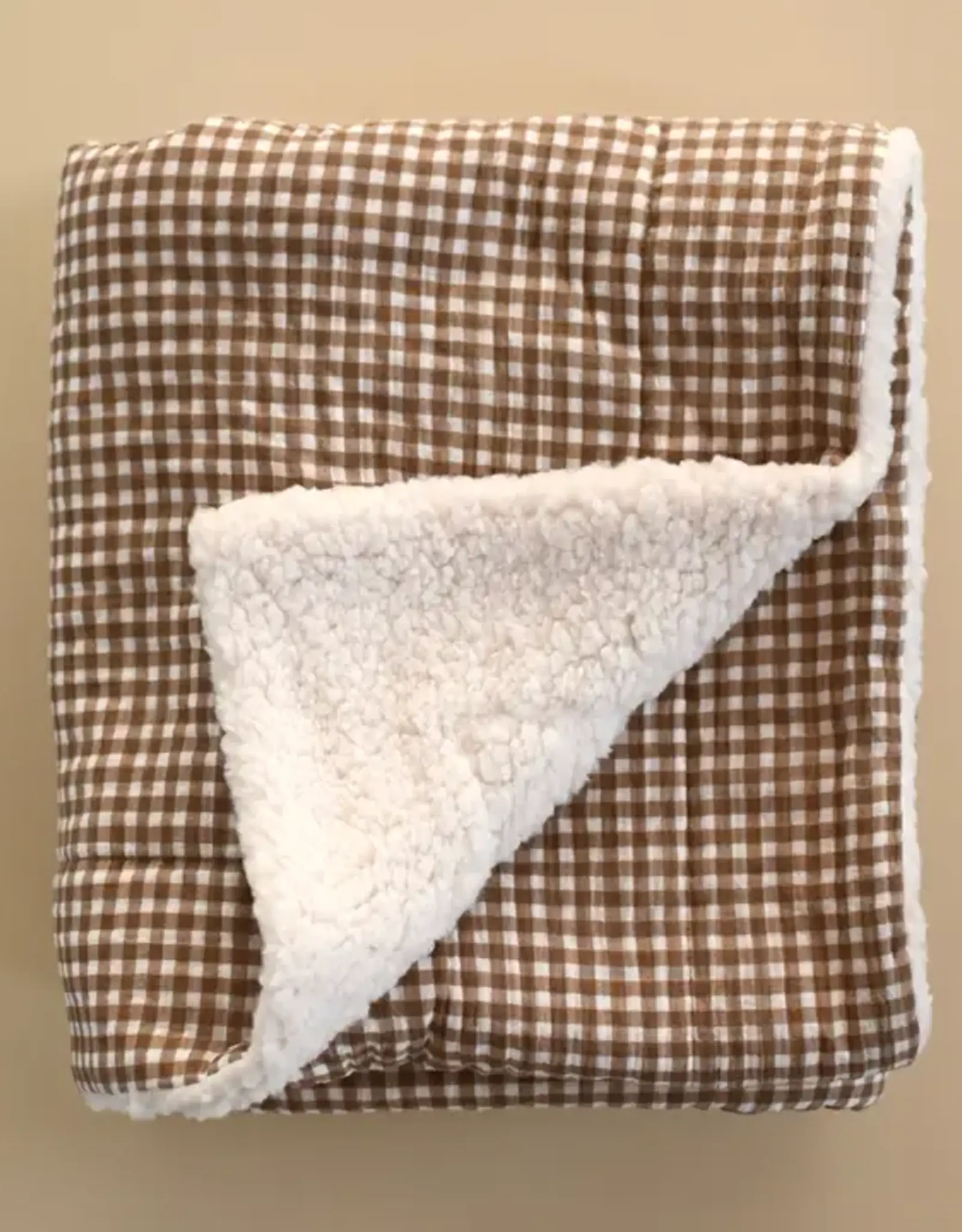 Minika Sherpa Blanket, Vichy Brown