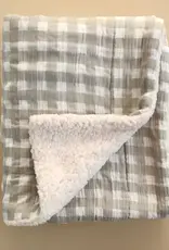Minika Sherpa Blanket, Sage Gingham