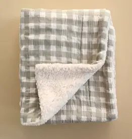 Minika Sherpa Blanket, Sage Gingham