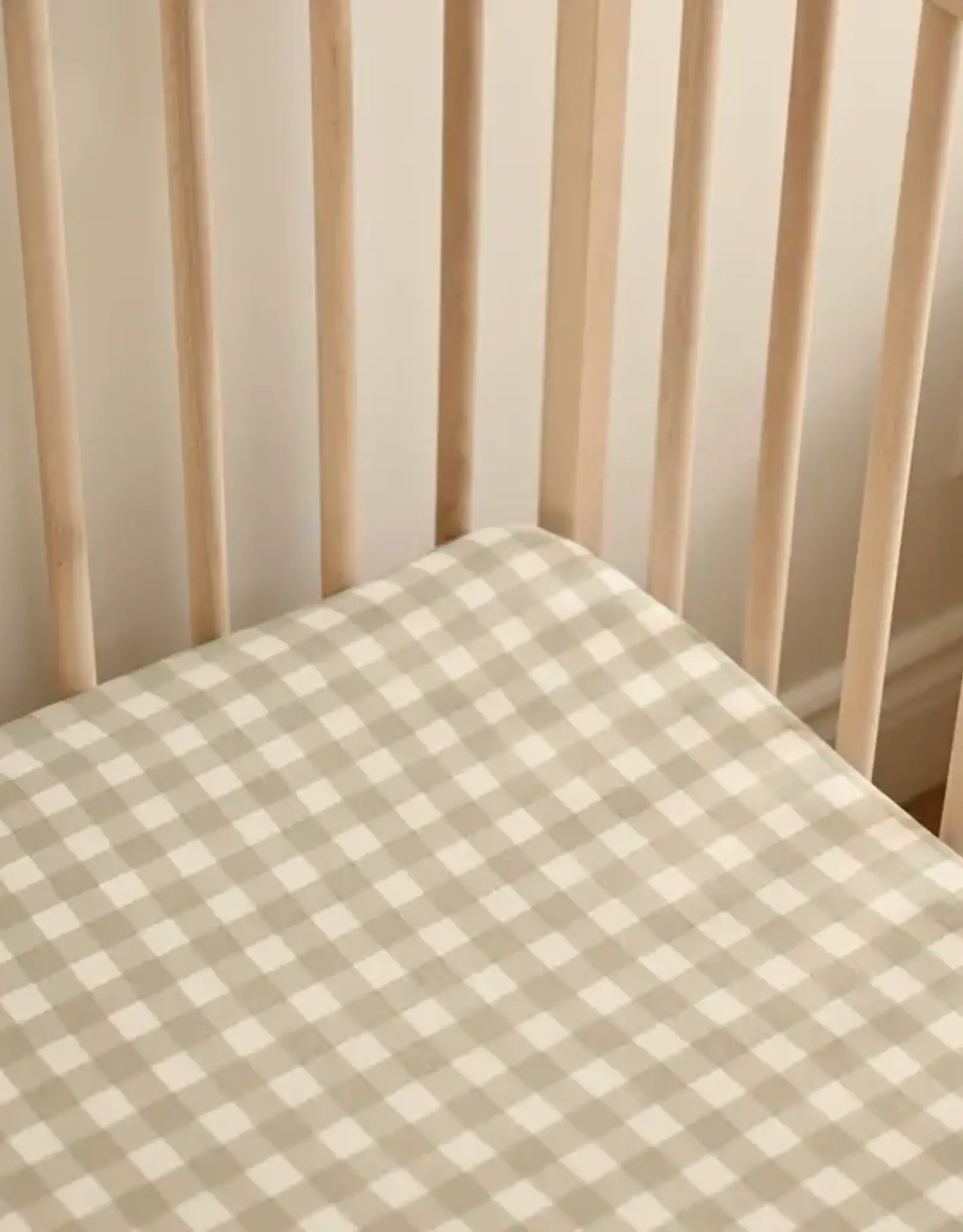 Minika Crib Sheet, Sage Gingham