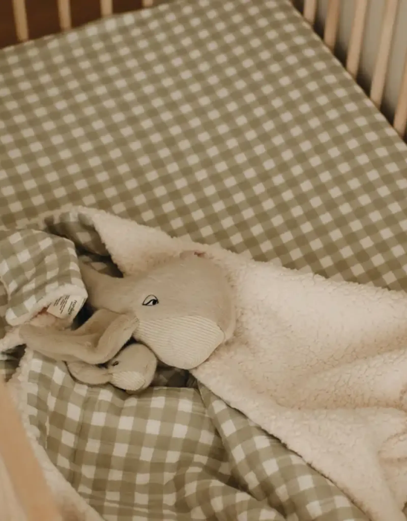 Minika Crib Sheet, Sage Gingham