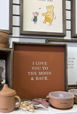 William Rae Designs Wood Sign, I Love You To The Moon, 13x13 Clay