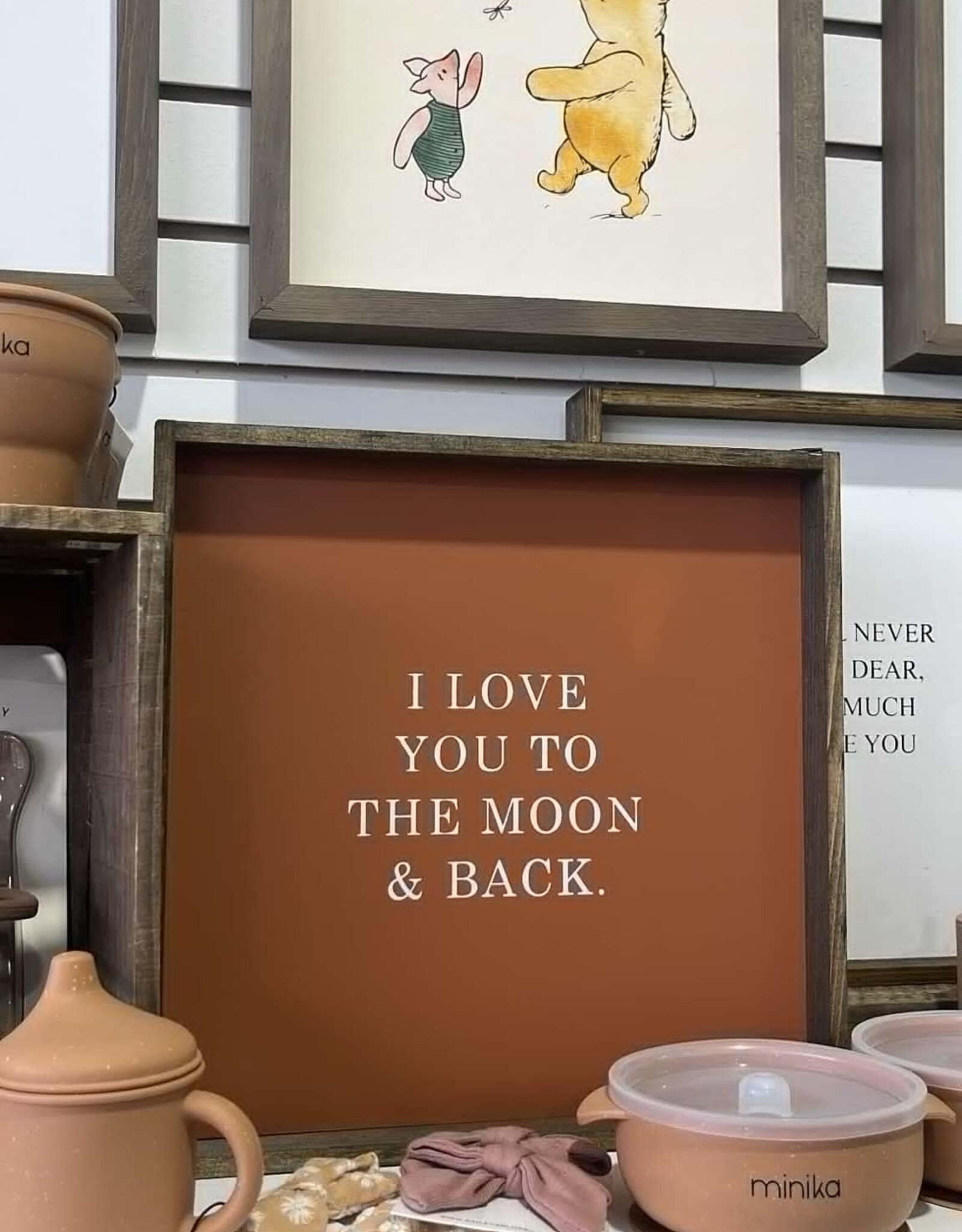 William Rae Designs Wood Sign, I Love You To The Moon, 13x13 Clay