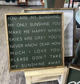 William Rae Designs Wood Sign, You Are My Sunshine, 13x13 Green
