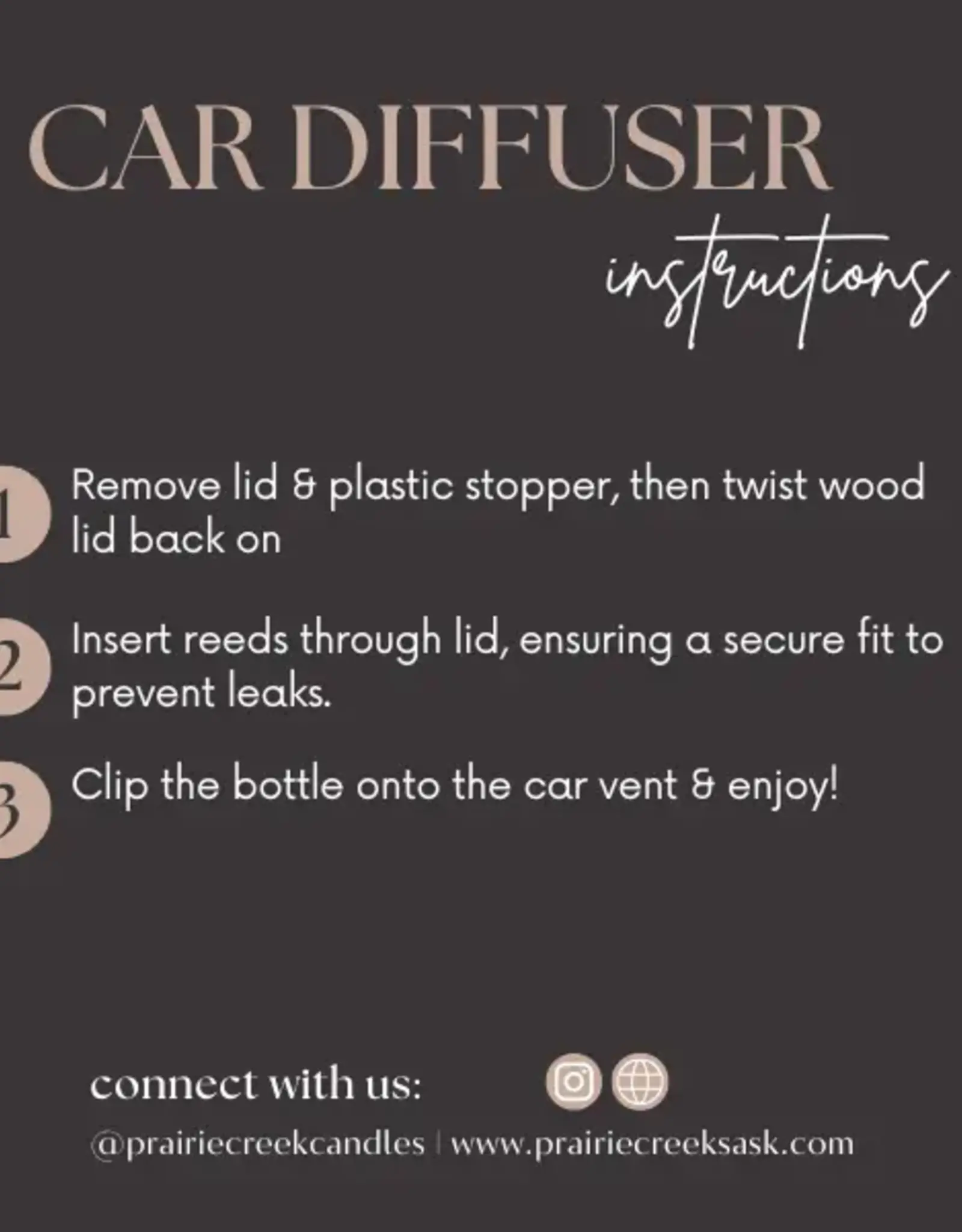 Prairie Creek Candles Car Diffuser, Good Vibes