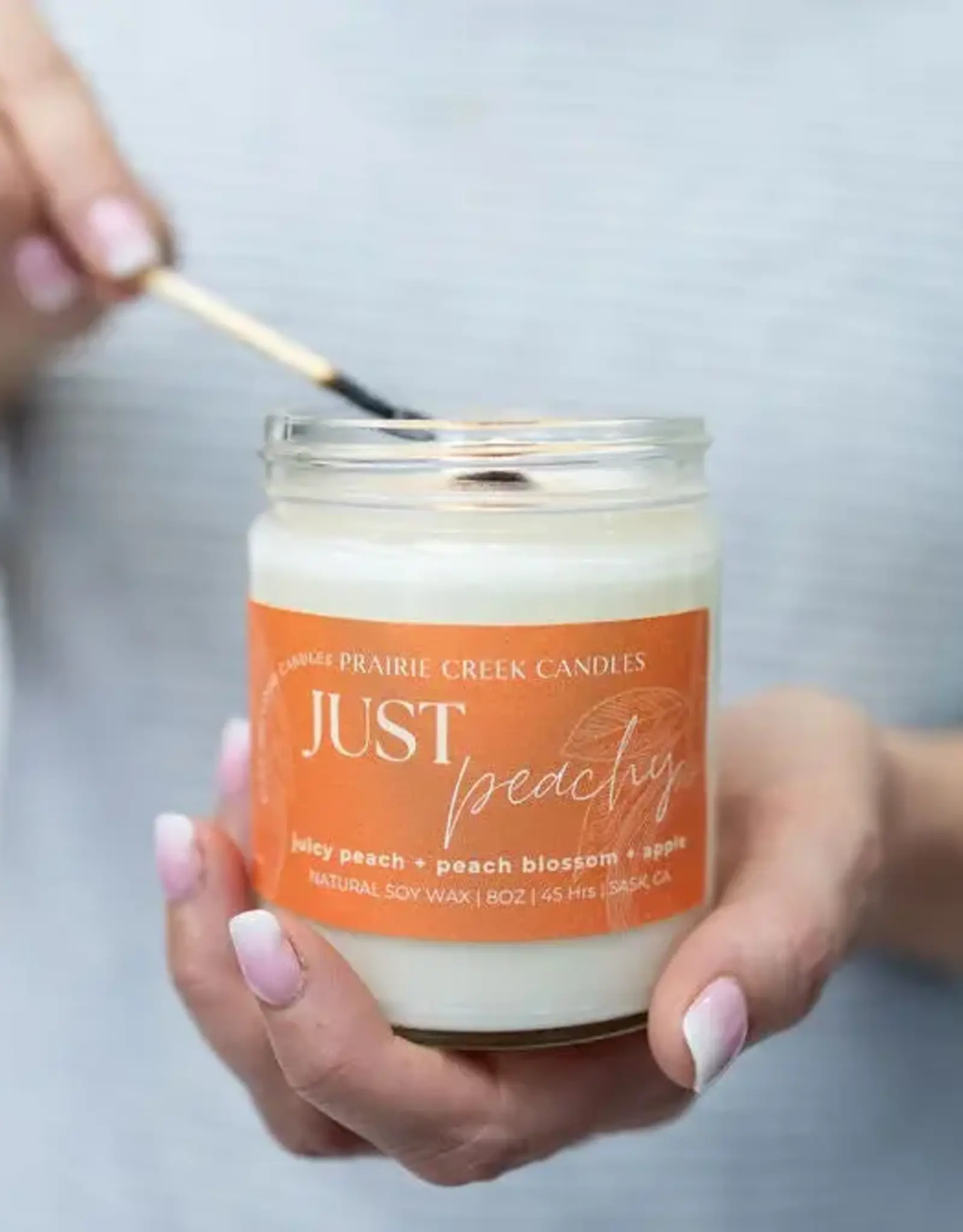 Prairie Creek Candles Wood Wick Candle, Just Peachy  8oz
