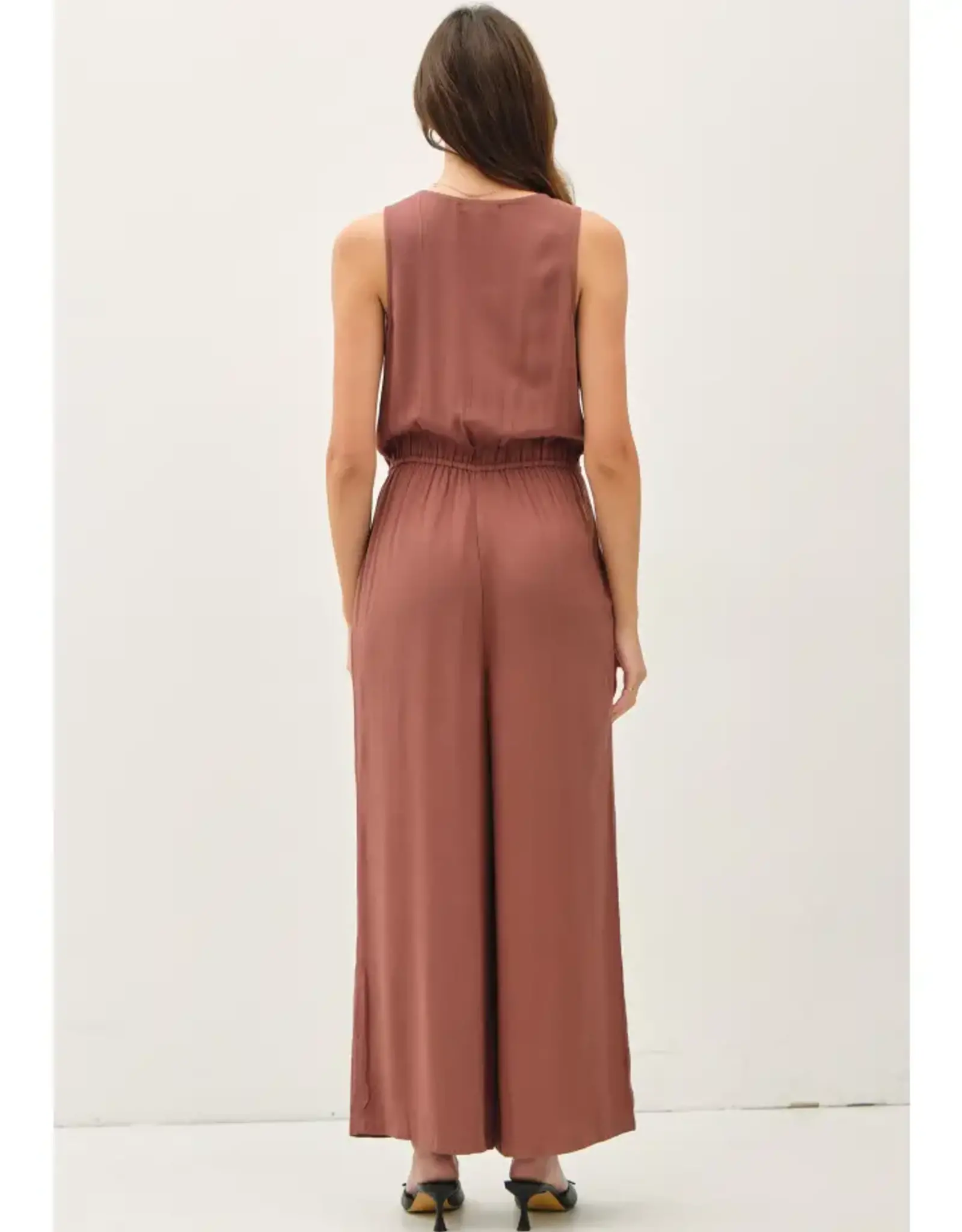 Button Up V-Neck Jumpsuit