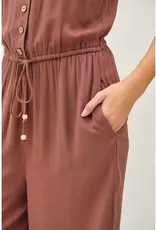 Button Up V-Neck Jumpsuit
