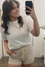 Textured Striped Drawstring Shorts