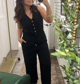 Button Up V-Neck Jumpsuit