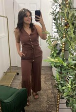 Button Up V-Neck Jumpsuit
