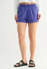Mono B High Waisted Athleisure Shorts Cuffed