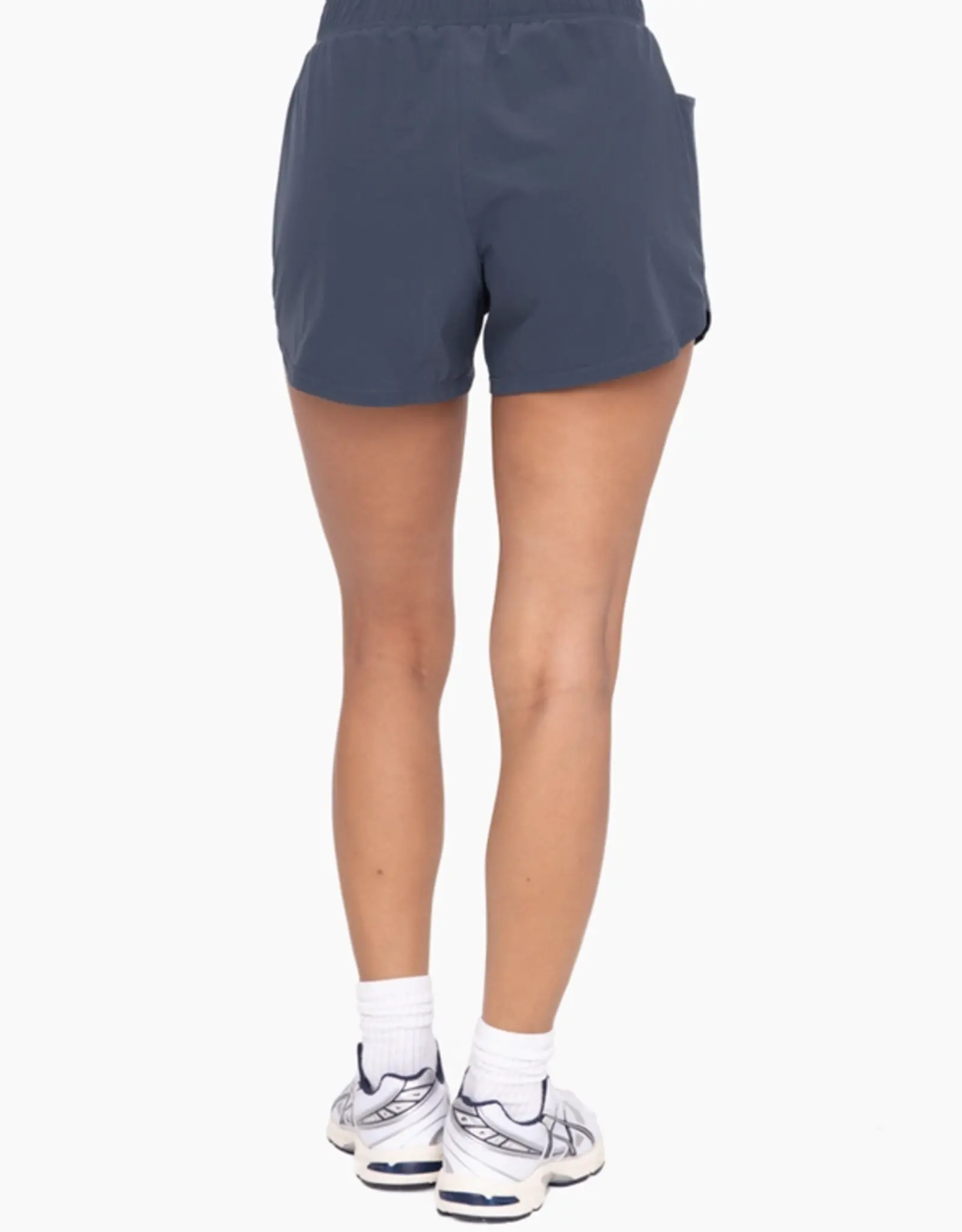 Mono B Athleisure Shorts with Curved Hemline